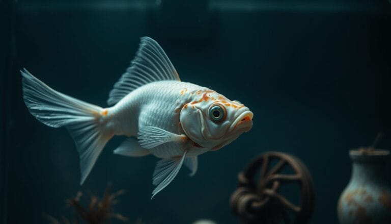 diseased white goldfish