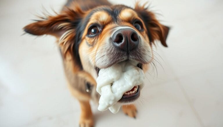 dog puking white foam